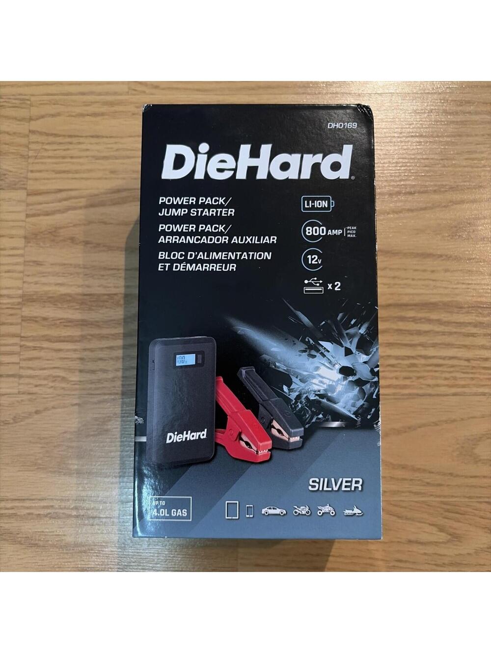 DieHard Silver 800Peak Amp Lithium Jump Starter & Power Pack Safe Smart Clamp